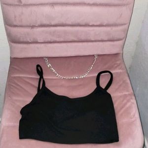 crop top with chain choker